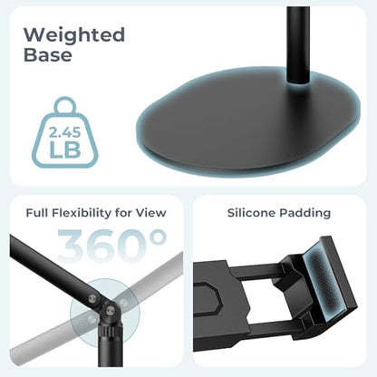 Tablet Stand for iPad, Adjustable Arm Mount Holder Desk with 360° Rotation, Portable Monitor Stand Compatible with iPad mini Air Pro, Kindle, Switch, Galaxy Tab, Phones