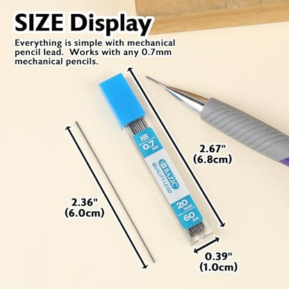 BAZIC PRODUCTS 0.7mm HB Pencil Lead Refills, 8 Tubes x 20, 24-Box | 0.7 mm HB lead, 160 pieces in 8 tubes, Break-resistant, fits standard 0.7 mm pencils, school, office, N Pieces (total) - size: 1 Count (Pack of 24)