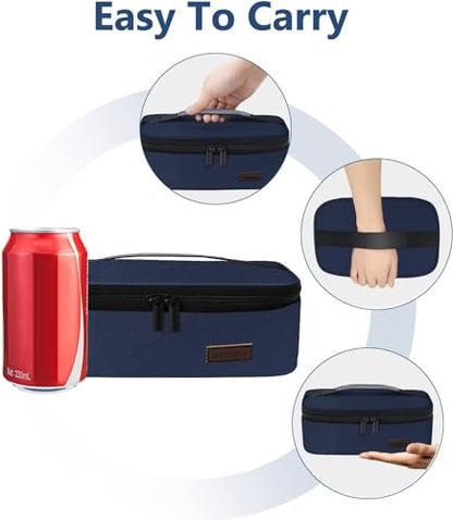 Gloppie Mini Lunchbox Small Lunch Bag for Men Women Insulated Lunch Box Thermal Lunch Boxes Adult Portable Cooler Bags Reusable Snack Bag, Blue - color: Twill Blue