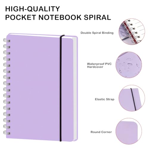 PAIKIUU 3.5 x 5.5in Spiral Notebooks College Ruled, Mini Spiral Notebook, Waterproof (Blue) - size: 3.5 x 5.5in, style: Style 4