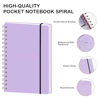 PAIKIUU 3.5 x 5.5in Spiral Notebooks College Ruled, Mini Spiral Notebook, Waterproof (Blue) - size: 3.5 x 5.5in, style: Style 4