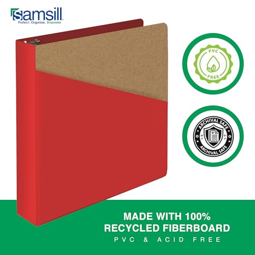 Samsill Durable 1.5 Inch Binder, D Ring Binder, Customizable Clear View Cover, Ruby Red, Holds 350 Pages - color: Red, size: 1.5 Inch
