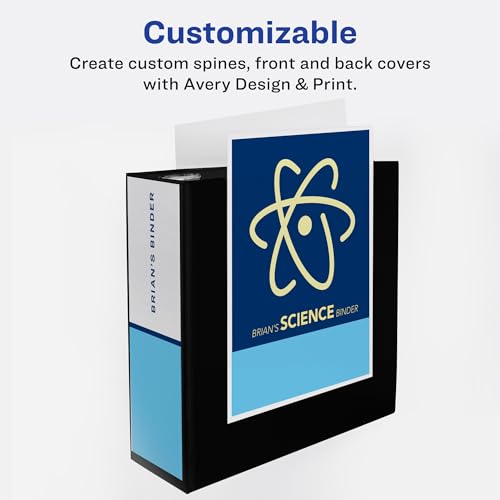 Avery Durable Clear View 3 Ring Binders, 3 Inch Binder Rings, 4 White Binders (09203) - size: 3", style: 4 Pack