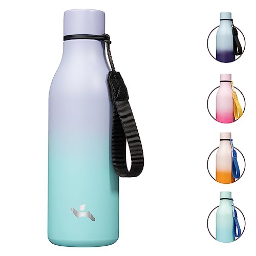Konokyo 18 oz Insulated Stainless Steel Metal Water Bottle with Strap - color: Lavender Green, size: 18 Ounces