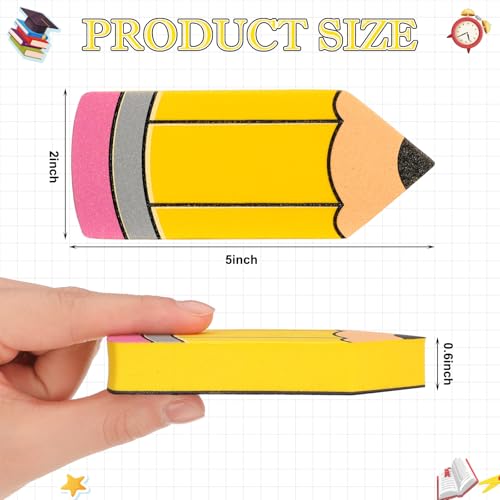 Kolldenn 8 Pcs Back to School Pencil Shaped Magnetic Dry Erase Erasers Whiteboard Cleaning Erasers Classroom Chalkboard Wiper Teacher Supplies for First Day of School Preschool Classroom