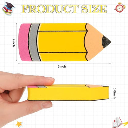 Kolldenn 8 Pcs Back to School Pencil Shaped Magnetic Dry Erase Erasers Whiteboard Cleaning Erasers Classroom Chalkboard Wiper Teacher Supplies for First Day of School Preschool Classroom