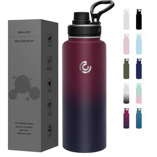 Sports Water Bottle 40oz, Insulated Water Bottle with Handle,Stainless Steel,Simple Modern,Suitable for Travel, School, Boy, Girl(Midnight) - color: Midnight, size: 40 Ounces