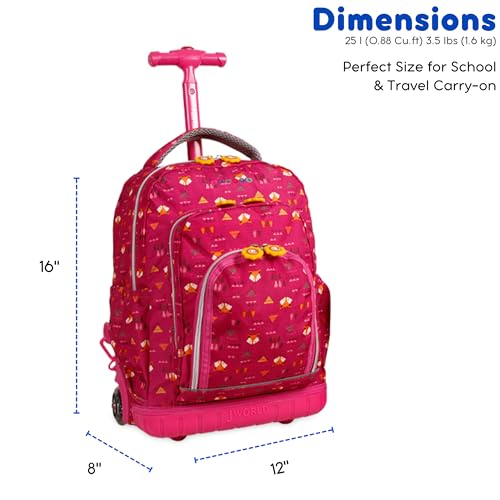 J World Lollipop Kids Rolling Backpack & Lunch Bag Set for Elementary School. Carry-On Suitcase with Wheels, Fox - color: Fox