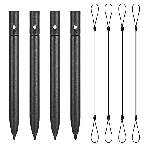 Flutesan 4.5 Inch LCD Writing Tablet Pen Replacement 4 Pcs Kids Stylus Pen for Drawing Tablet Doodle Pad with 4 Hanging Rope(Black) - color: Black