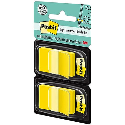 Post-it 680YW2 Standard Page Flags in Dispenser, Yellow, 100 Flags/Dispenser