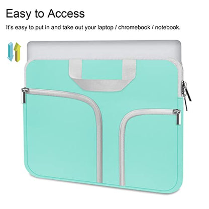 HESTECH Chromebook Case 13.3"-14inch Laptop Case Neoprene Sleeve with Handle Zipper Pocket for MacBook Pro/Air Acer ASUS Lenovo HP Dell Samsung Microsoft, Mint Green - size: 13"-13.3-13.5 Inch