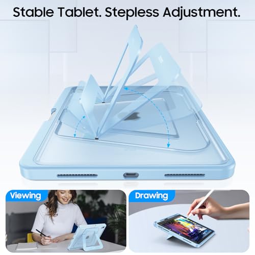 Fintie Shockproof Case for iPad (A16) 11th Generation 11 Inch (2025), iPad 10th Generation 10.9 Inch (2022) - [Built-in Pencil Holder] Slim Frosted Hard Cover with Multi-Angle Kickstand, Sky Blue - color: Sky Blue