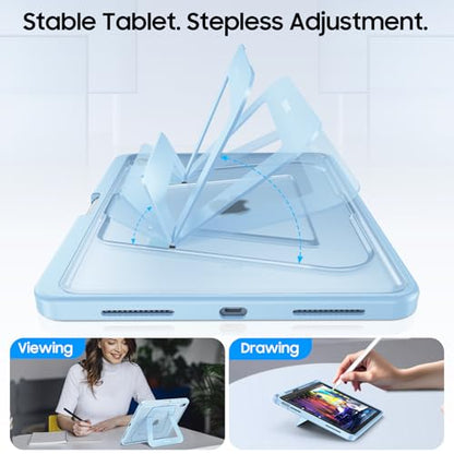 Fintie Shockproof Case for iPad (A16) 11th Generation 11 Inch (2025), iPad 10th Generation 10.9 Inch (2022) - [Built-in Pencil Holder] Slim Frosted Hard Cover with Multi-Angle Kickstand, Sky Blue - color: Sky Blue