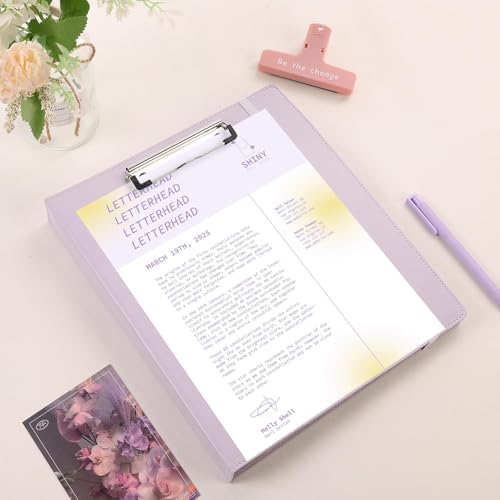 SKYDUE 3 Ring Binder with Clipboard 1 Inch, 13.2" × 10.2" PU Clipboard Binder with Notepad & 5 Dividers with 5 Pockets, Labels, Clipboard Folder Great for School Office (Fit Letter Sized Paper) - color: Purple, size: Letter Size - 1 Inch