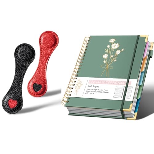 Ovesmusl Hardcover Spiral Notebooks 8.5" X 11" + 2Pcs Magnetic Leather Bookmarks