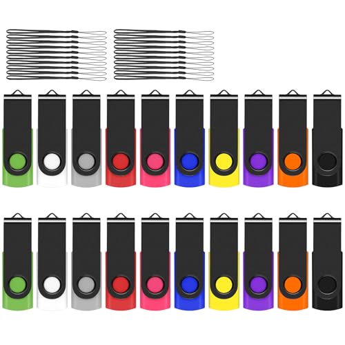 EASTBULL USB Flash Drive Bulk 2GB 20 Pack with Lanyards USB 2.0 Thumb Drive Bulk Memory Stick USB Mass Storage - size: 2GB-2.0
