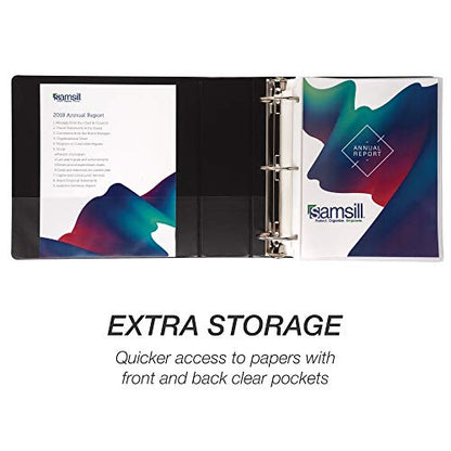 Samsill 4 Pack Durable 2 Inch 3 Ring Binders, Round Ring, Clear View Cover for Presentations, Black - color: Black, size: 3-Inch