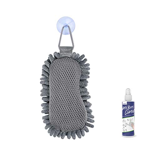 loukin Shag Dry Erase Eraser (3.4 Fl Oz Whiteboard Cleaner Included), Whiteboard Eraser with Suction Cup, Microfiber, Washable, for Classroom, Home and Office Use, Grey - size: 1 count (Pack of 1)