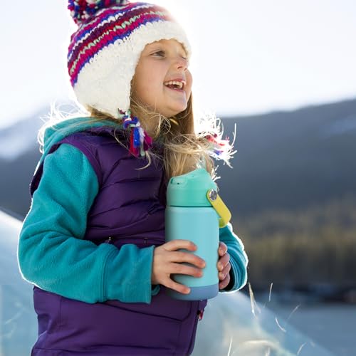 12oz Kids Water Bottle 2 Pack, Stainless Steel Insulated Water Bottle For Kids, Toddler Cup With Straws Leak-proof, Kids Water Bottles For School Boys Girls, BPA Free, Twilight Green+Sky 2-piece set - color: Twilight Green+Sky