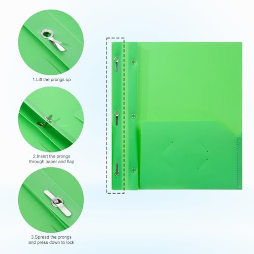 ViVin Sturdy Plastic Folder with Pockets,12 Pack,Heavy Duty Two Pocket 3 Prong Folders,Holds Letter Size Paper,File Folders with Business Card Slot for School Home and Office(Green) - color: Green, size: 12 PACK