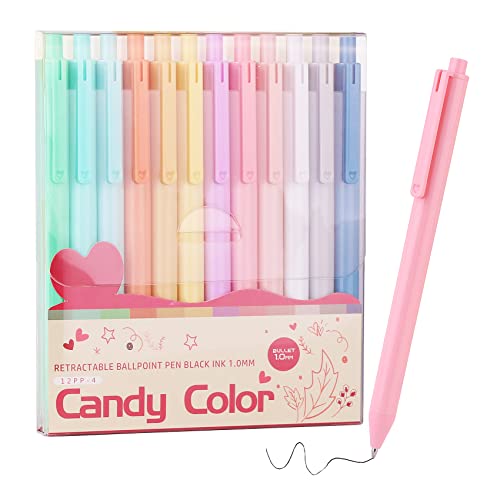 WY WENYUAN Cute Fine Point Smooth Writing Pen - Personalized Ballpoint Bulk, Flair Colorful, Black Ink 1.0 mm Journaling, Glitter Office Supplies for Women & Men, Note Taking - color: 12 pack colorful pens