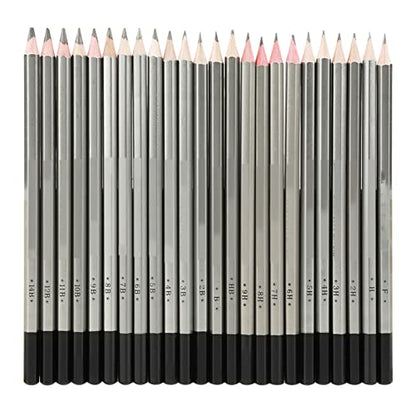 24pcs Graphite Pencils, Drawing Pencils Set, Drawing Pencils 2B 4B 6B B 3B 5B 7B 8B 9B 10B 11B 12B 14B 9H 8H 7H 6H 5H 4H 2H H HB