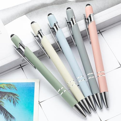 PASISIBICK 8 Pieces Ballpoint Pens, 2-in-1 Stylus Tip Retractable Ballpoint Pen, Metal Stylus Pen for Touch Screens, 1.0 mm Black Ink - color: 8 Pieces Ballpoint Pens-3