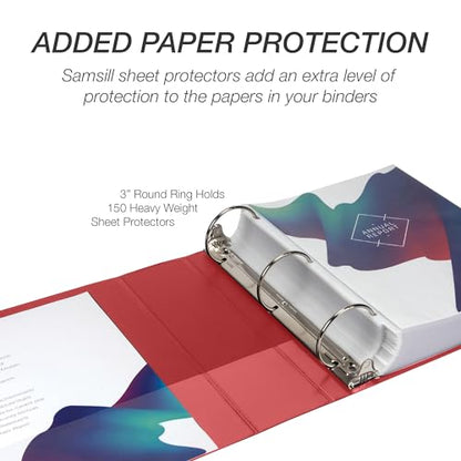Samsill 3 Inch 3 Ring Binders, Economy Round Ring, Clear View Cover, 550 Sheet Capacity - for School, Home, Office - Red, 12 Pack - color: Red, size: 12-Pack, style: 3-Inch