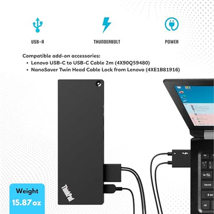 40B00300US Thinkpad Docking Station USB C - Supports 4K Display, Lenovo Thunderbolt 4 Dock with 300W, HDMI, DP & Thunderbolt Cables