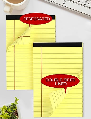 Yellow Legal Pads 5×8 Small Notepads 4 Pack Yellow Note Pads 5×8 College Ruled Perforated Writing Pads 80 GSM Lined Pads of Paper Writing Tablets 5×8 Memo Pads for Office, Home, School, 30 Sheet/ Pad - color: Yellow-4p