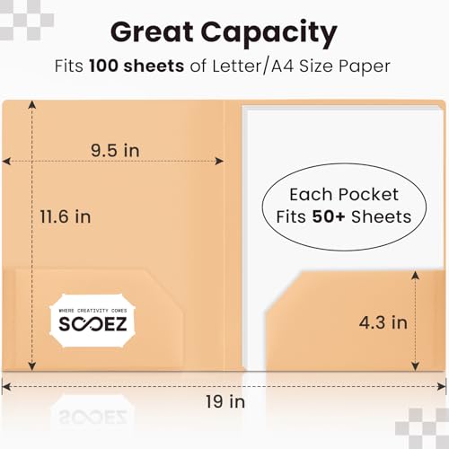 Sooez 6Pack Folders with Pockets, Pastels Colors, Heavy Duty Pocket Folder, Plastic Folders with Pockets, 2-Pocket Folder Bulk, Aesthetic File Folder, Back to School Office Filing Supplies - color: Ligth Retro Colors