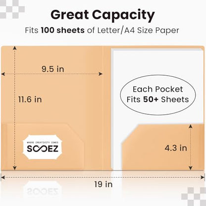 Sooez 6Pack Folders with Pockets, Pastels Colors, Heavy Duty Pocket Folder, Plastic Folders with Pockets, 2-Pocket Folder Bulk, Aesthetic File Folder, Back to School Office Filing Supplies - color: Ligth Retro Colors