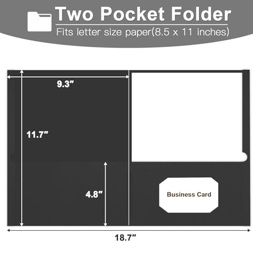 Folders with Pockets, LAYZZ 30 Pack Paper Pocket Folders, 2 Pocket File folders Fits Letter Size Paper, for School Office and Home (Black) - color: Black