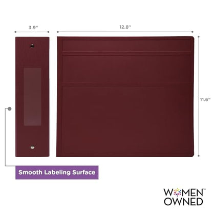 Carstens 4-Inch Heavy Duty 3-Ring Binder - Side Opening, Wine, Durable Plastic, No-Gap Rings, Waterproof Cover, No Pockets, Holds 600 US Letter Sheets, BPA-Free, Made in USA (1843-3R), Case of 10 - color: Burgundy, size: Case of 10