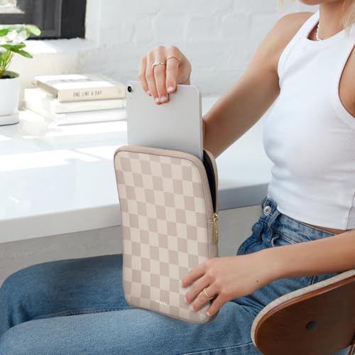 Vandel Slim & Protective Tablet Sleeve for 9-11 inch iPads A16, 11" iPad Pro, 10.9" iPad,10.2" iPad, 10.9" iPad Air, 11 Inch Samsung Galaxy Tab A9+, Bag Fits Magic Keyboard - color: a. Neutral Checker, size: 9-11 Inch Tablet