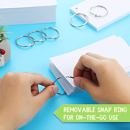 Yexiya 500 Pcs Index Cards with Rings Study Supplies Punched Lined Flash Cards with Holes Ruled Single Hole Notes and Metal Rings for Adults Office(3 x 5 Inch,Blank White) - color: Blank White, size: 3 x 5 Inch