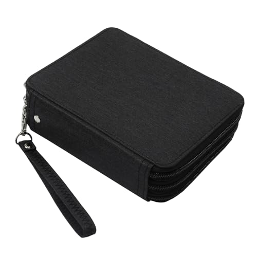 Portable Colored 72 Slots Pencil case Organizer with Printing Pattern for Watercolor Pens, Pencil Case Organizer for Artist - color: Black