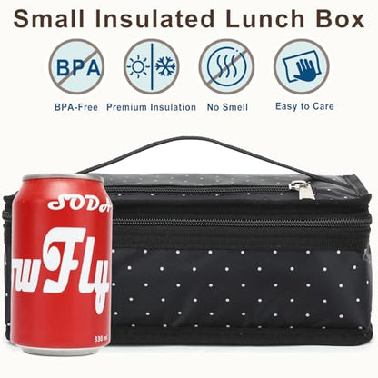 FlowFly Small Insulated Lunch box Portable Soft Bag Mini Cooler Thermal Meal Tote Kit with Handle for Work, Dot - color: Dot