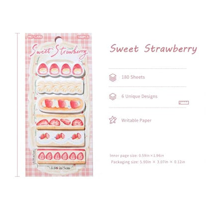 Irregular Strawberry Dessert Cute Sticky Tabs Strawberries Cream Bread Cake Design Page Annotation Book Tabs Cartoon Fruit Sticky Note Index Tabs for Planner Stationery School Office Study Supplies