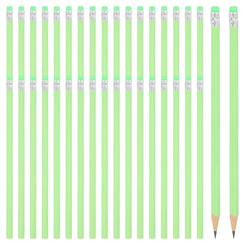 PATIKIL Round Pencils, 36 Pack Triangle HB Graphite Pencil Woodcase Wooden Pencils with Eraser for Classroom Office Writing Drawing Supplies, Green - color: Green