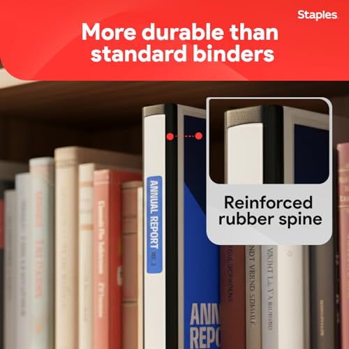 Staples Heavy-Duty 1-Inch D-Ring Binder, White – Large View 3-Ring Binder, Holds Up to 275 Sheets for School & Office - color: White, size: 1-Inch, style: 1 Pack