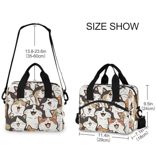 ALAZA Funny Cats Insulated Lunch Bag Women Men Portable Reusable Cooler Lunch Tote Bag for Work Office Picnic College - color: Multi 17