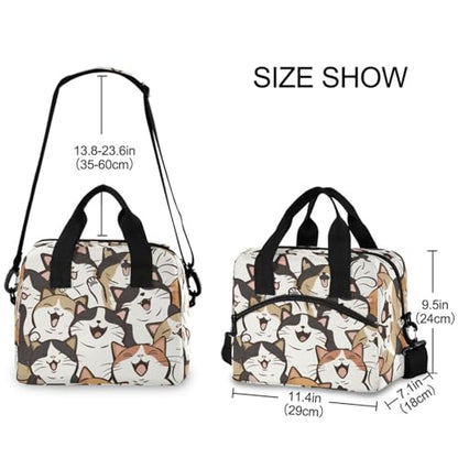 ALAZA Funny Cats Insulated Lunch Bag Women Men Portable Reusable Cooler Lunch Tote Bag for Work Office Picnic College - color: Multi 17