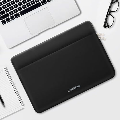 RAINYEAR Laptop Sleeve Case 13.3 Inch, Protective Portable Case with Front Pocket, Briefcase Handbag Laptop Bag Compatible with 13.3-14 Inch Laptop PC, 14 Inch MacBook Pro M5 M4 M3 M2 M1, Black - color: Black, size: 13.3-14 inch