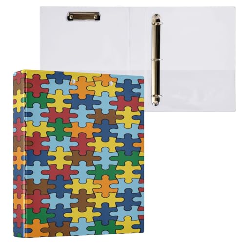 Autism Awareness 3-Ring Binder,1.5 Inch D-Ring Organizer Folder Clipboard Binder for Work Office School - color: Coloe7