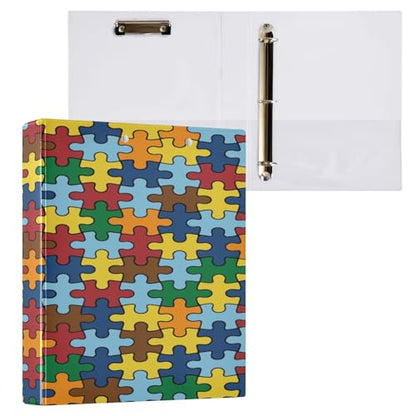 Autism Awareness 3-Ring Binder,1.5 Inch D-Ring Organizer Folder Clipboard Binder for Work Office School - color: Coloe7