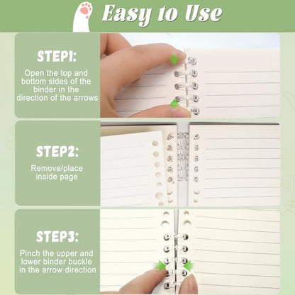 2 Pack Lined Spiral Journal Notebook with Loose Leaf Binder, Cute Cat Theme Spiral Notebook for Women, Office School Work & Note Taking, A5 (7.9"x 5.5") College Ruled Hardcover Notebook, 120 Pages (White-Cat A) - color: White-Cat A