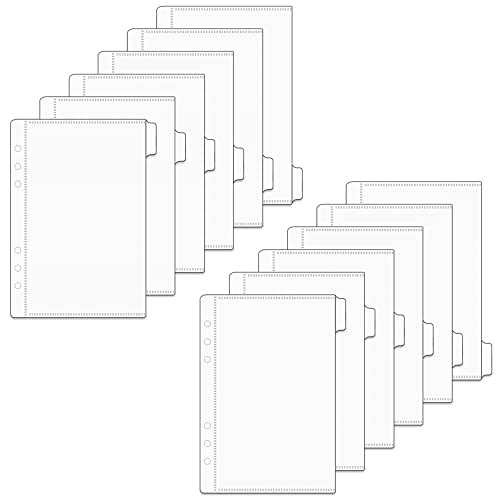 A5 Clear PP Cash Envelopes 2 Set 6 Tabs Binder Pockets Dividers 12 Sheets Budget Zipperless 6 Hole Loose Leaf Index Envelopes for 6 Ring Binder Money Bills Organizer (A5) - size: A5