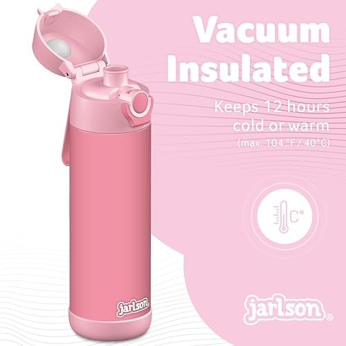 Jarlson® Mali Children's Water Bottle, Thermal Stainless Steel Water Bottle, BPA-Free, Leak-Proof, Children's Bottle with Chug Lid, Bottle for School, Nursery (Pink, 18 oz) - color: Pink, size: 18 Ounces