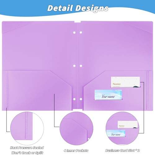 60 Pack Plastic Folders with Pockets 3 Hole Punched - Oleitodh 20 Colors 2 Pocket Folder with 2 Business Card Holder, Fit in 3 Ring Binder, Heavy Duty Folders for School Home Office & Business - style: 3 Hole Punched Style